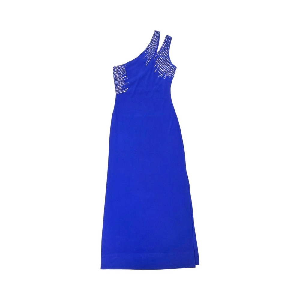 Guess Cobalt Blue One Shoulder Rhinestone Maxi Dress SM 4 Prom Homecoming 2010s